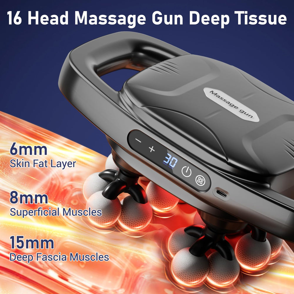 MRCLEXI massager in use on back and shoulders for tension relief.