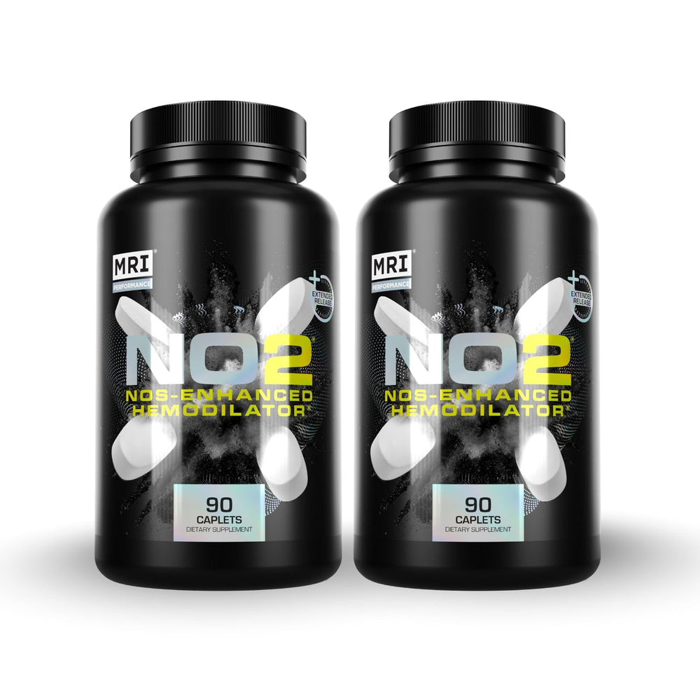 MRI Performance NO2 original bottle front showing nitric oxide support for workouts