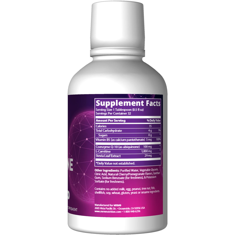 MRM CoQ-10 L-Carnitine label highlights natural ingredients.