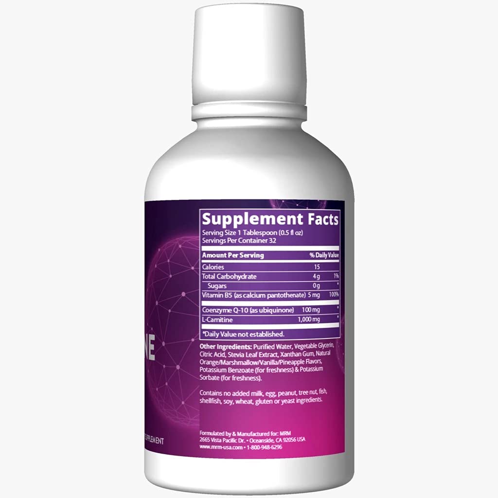 MRM CoQ-10 L-Carnitine liquid pour demonstrates easy daily intake.