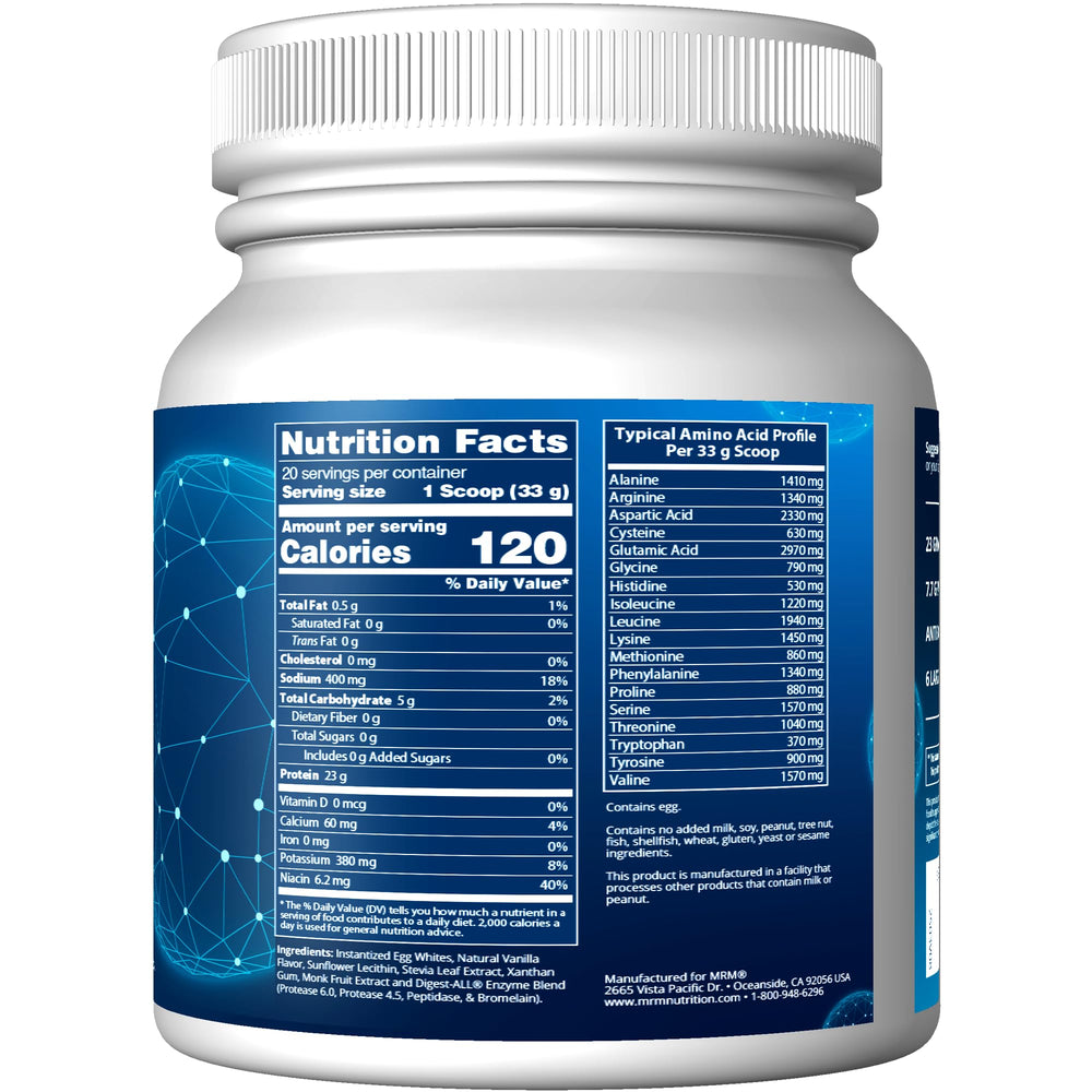 MRM Egg White Protein Vanilla Shake in a glass, smooth texture.