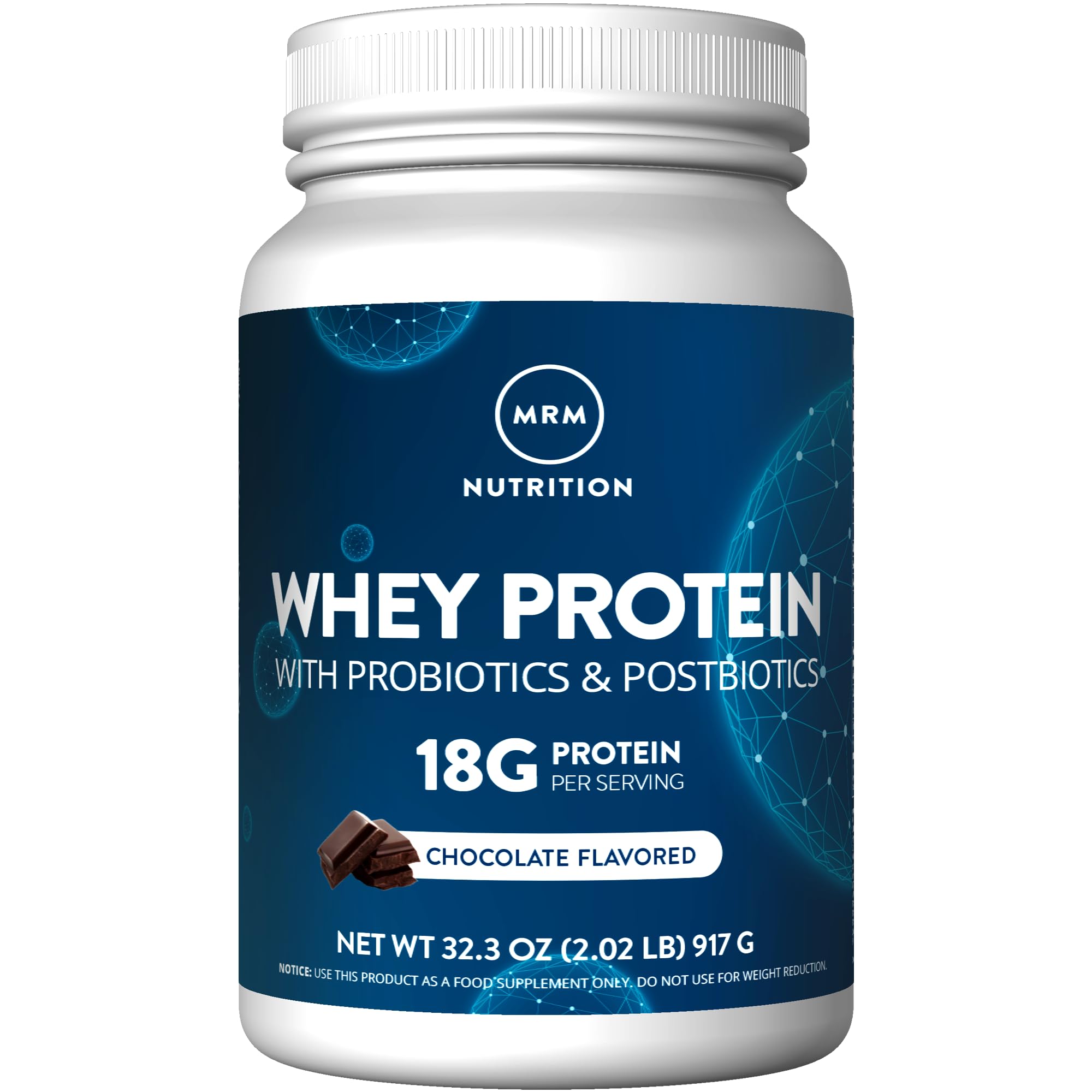 MRM Nutrition Whey Protein chocolate bottle showing label for post-workout fueling
