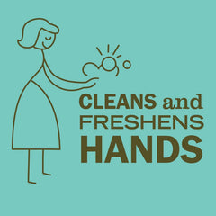 Mrs. Meyer's Basil sanitizer in action, easy spray dispense for quick clean.