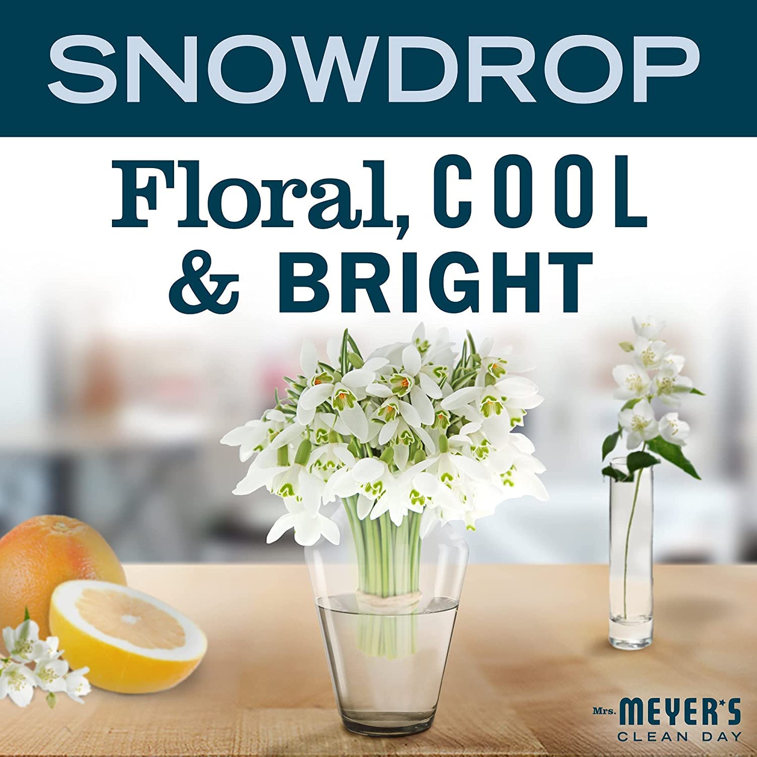 Gift-ready packaging of Mrs Meyer's Snow Drop signals thoughtful gifting