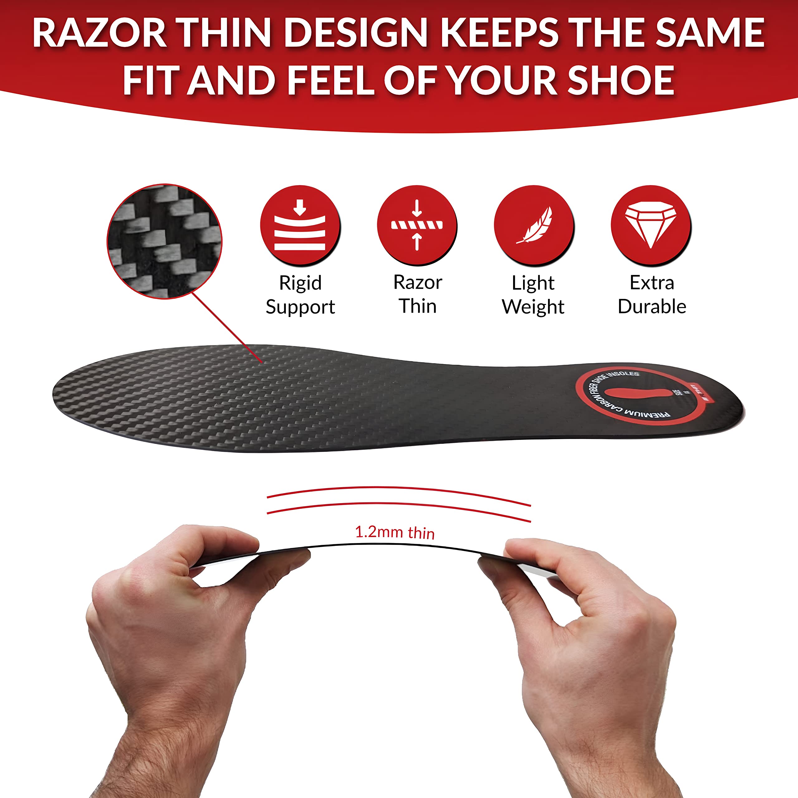 MRTHN carbon fiber insole wear test scenario on feet