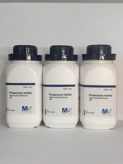 MS Finechem potassium iodide crystals in three 100 g packs show high purity for lab use