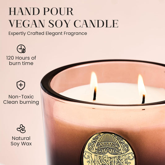 M&SENSE 19.8 oz candle vessel close-up highlights premium wax and clean burn