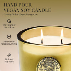 Msense candle close-up showing dual wicks for even burn and low soot