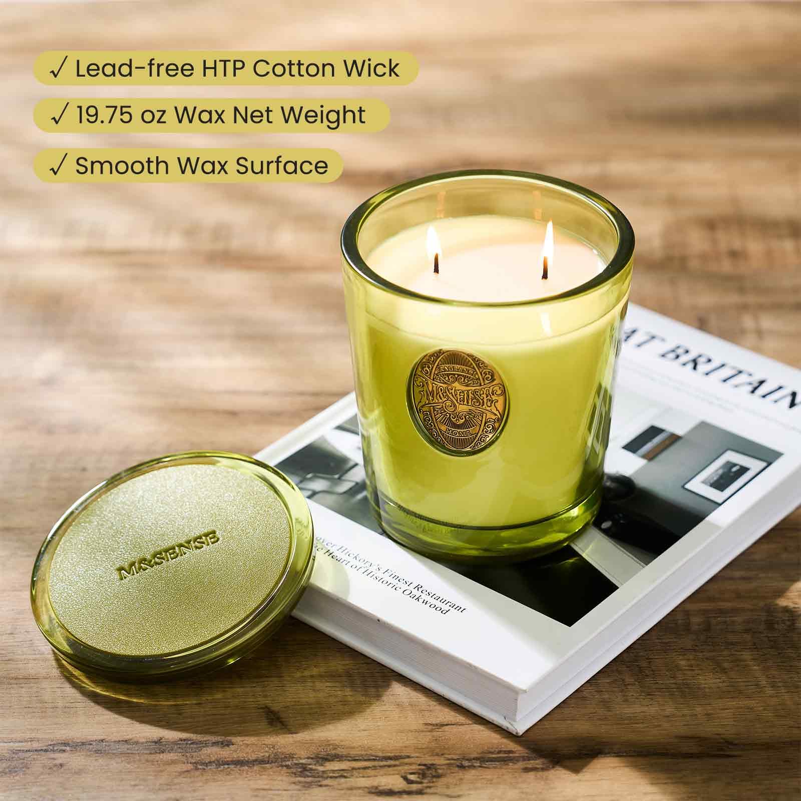 MSENSE candle in bedroom creates cozy, relaxing atmosphere.