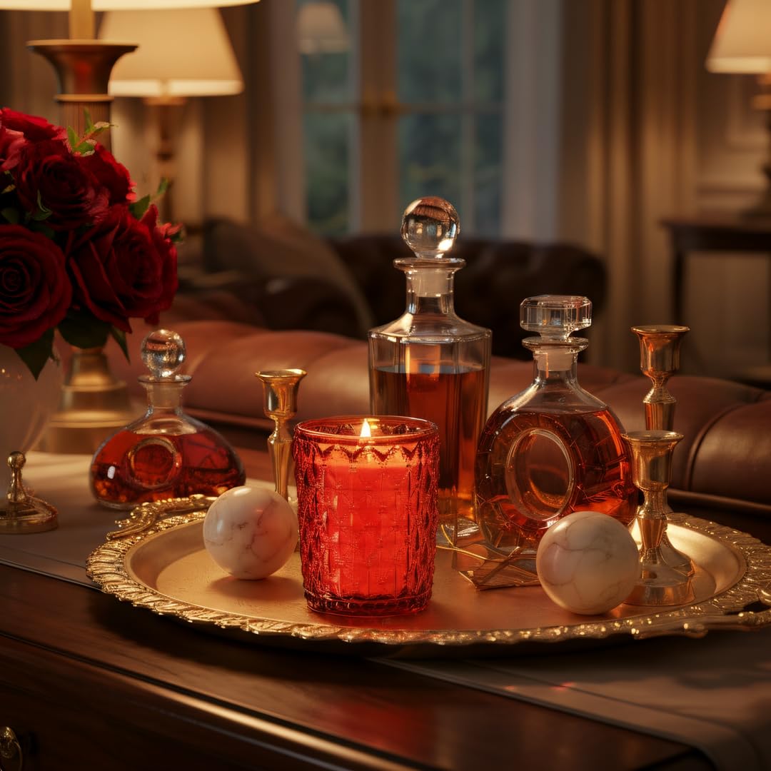 M&SENSE Dark Rose & Amber container repurposed as a vase or storage after use.