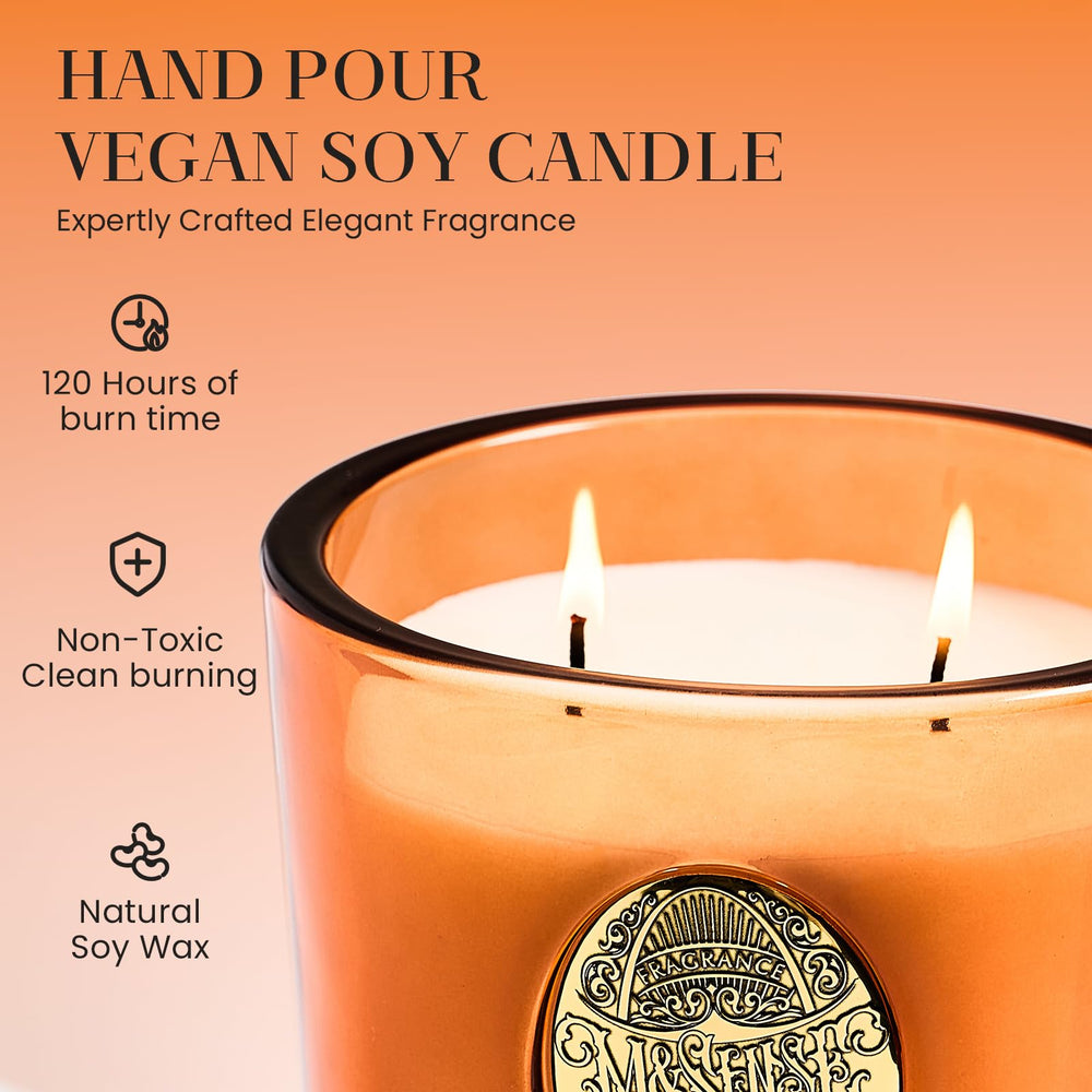 M&SENSE dual-wick candle with recyclable vessel for spacious room warming ambiance.