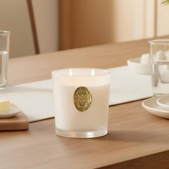M&SENSE dual-wicks lit for even burn and ample scent distribution.