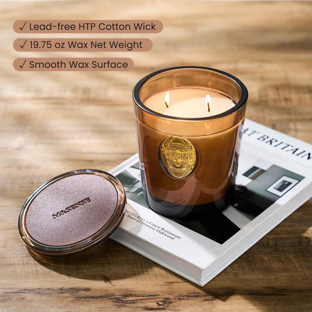 M&SENSE hot cocoa brown candle as a stylish centerpiece