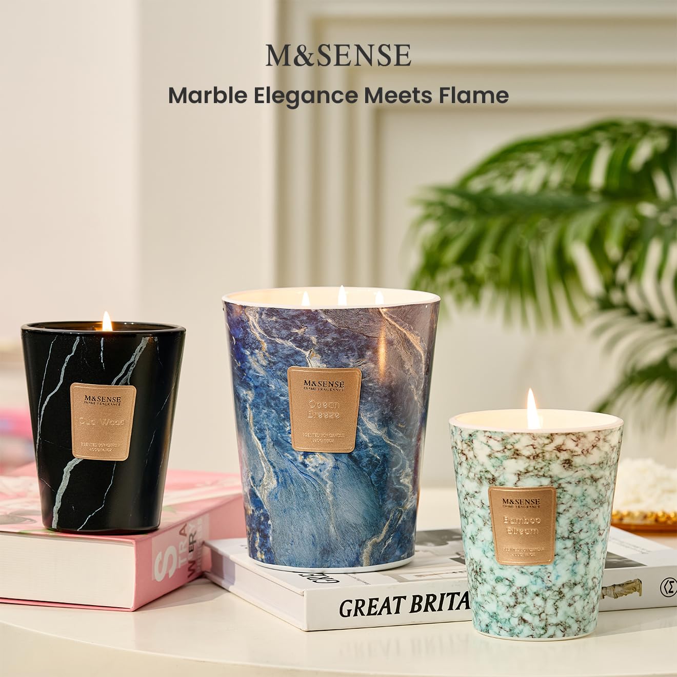 Repurposed M&SENSE jar after candle ends becomes stylish storage
