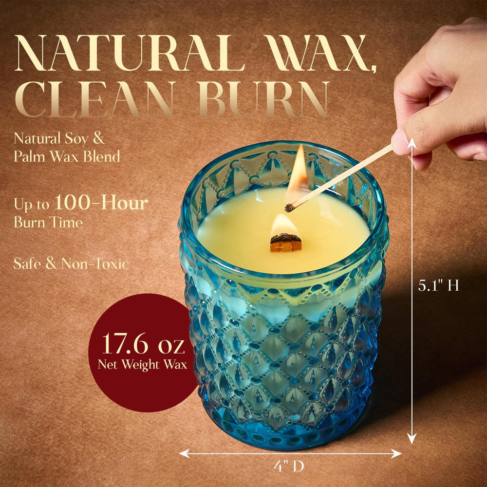 M&SENSE Jasmine Garland Candle burning scene emits ambient glow for relaxation.