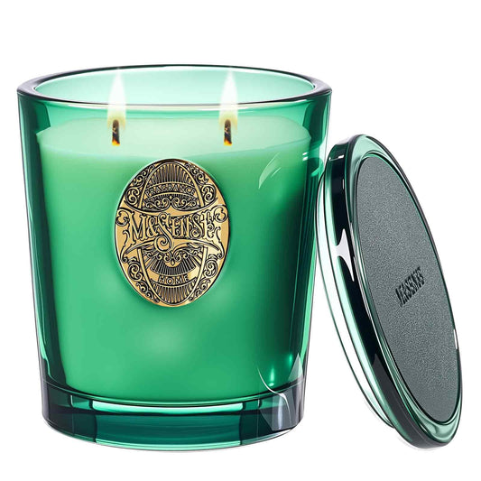 M&SENSE large two-wick soy candle in eucalyptus cedarwood for extended aroma.