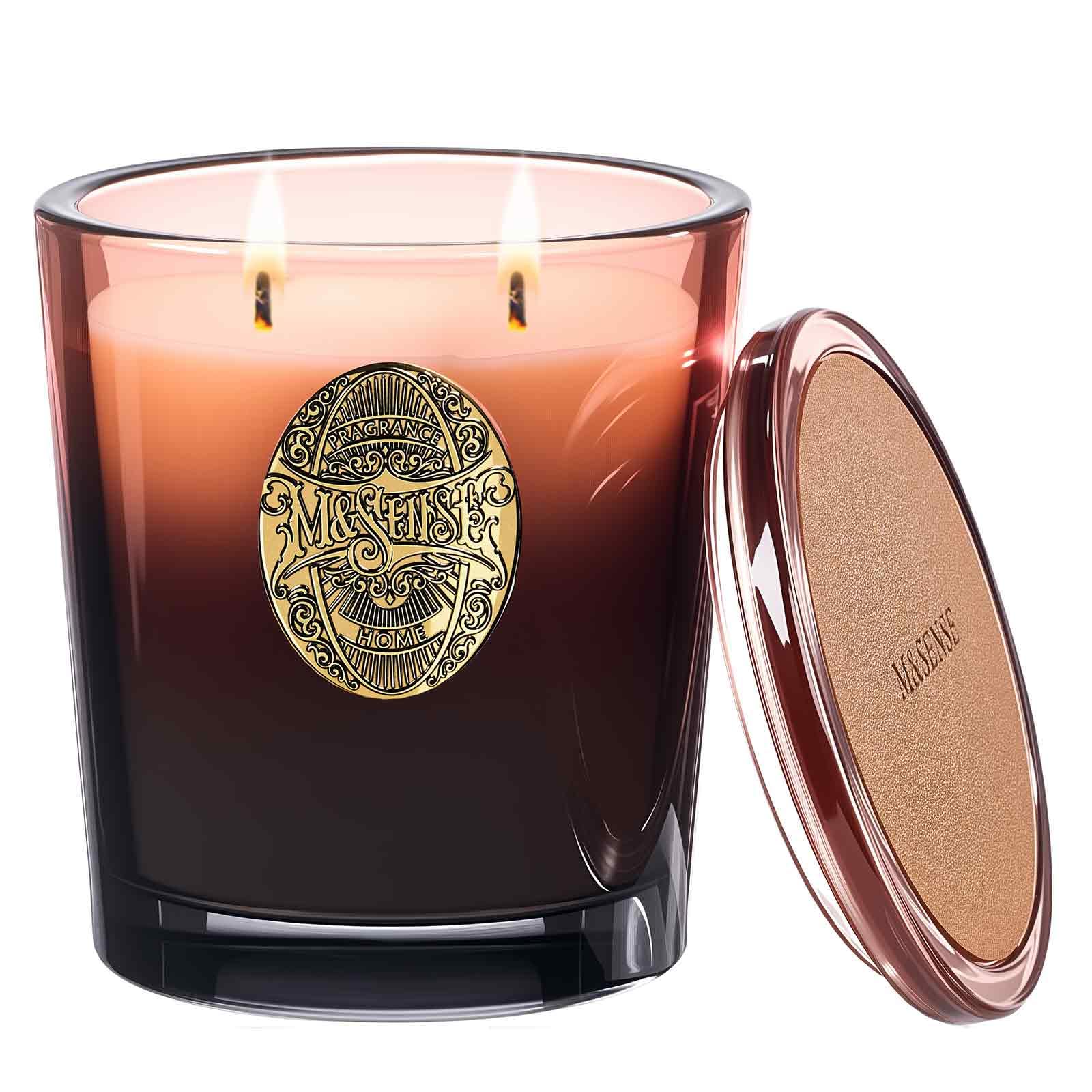 M&SENSE large two-wick soy candle in mahogany sandalwood jar fills rooms with warm ambience