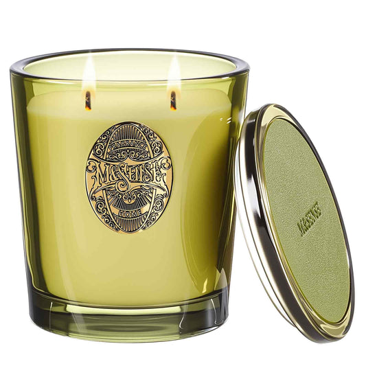 Msense large two-wick candle in sandalwood jasmine-green for lasting room ambiance