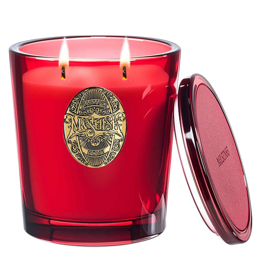 M&SENSE large two-wick soy candle, wild rose red, long-lasting aroma for cozy spaces