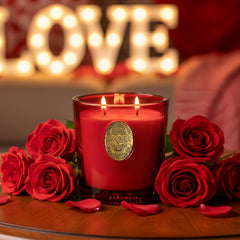 M&SENSE soy candle with wild rose red, elegant centerpiece and warm ambience
