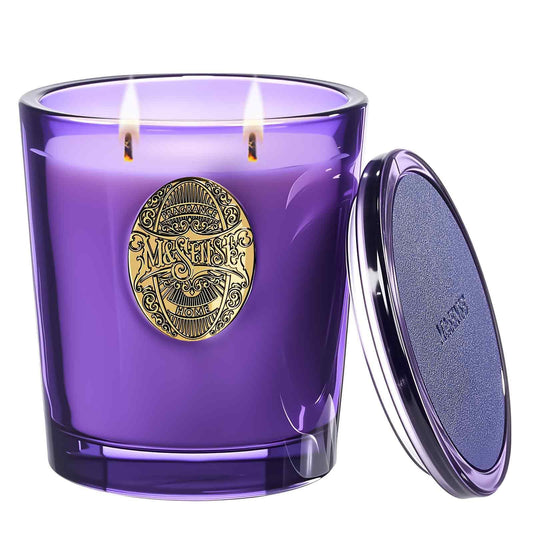 M&SENSE Lavender Citrus large candle front view for calming home ambiance