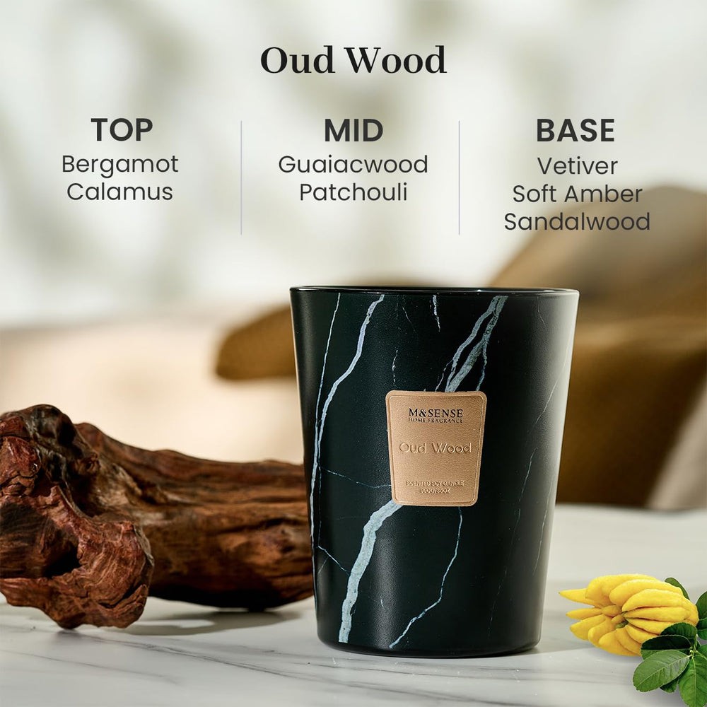 M&SENSE OudWood marble-texture jar adds elegant decor