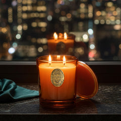 M&SENSE noir air neon orange candle pour showcases clean burn and even fragrance release.