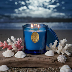 MSENSE Ocean Dream label close-up showing dual wicks for steady fragrance.
