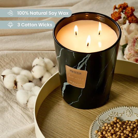 M&SENSE OudWood three-wick jar delivers strong fragrance coverage