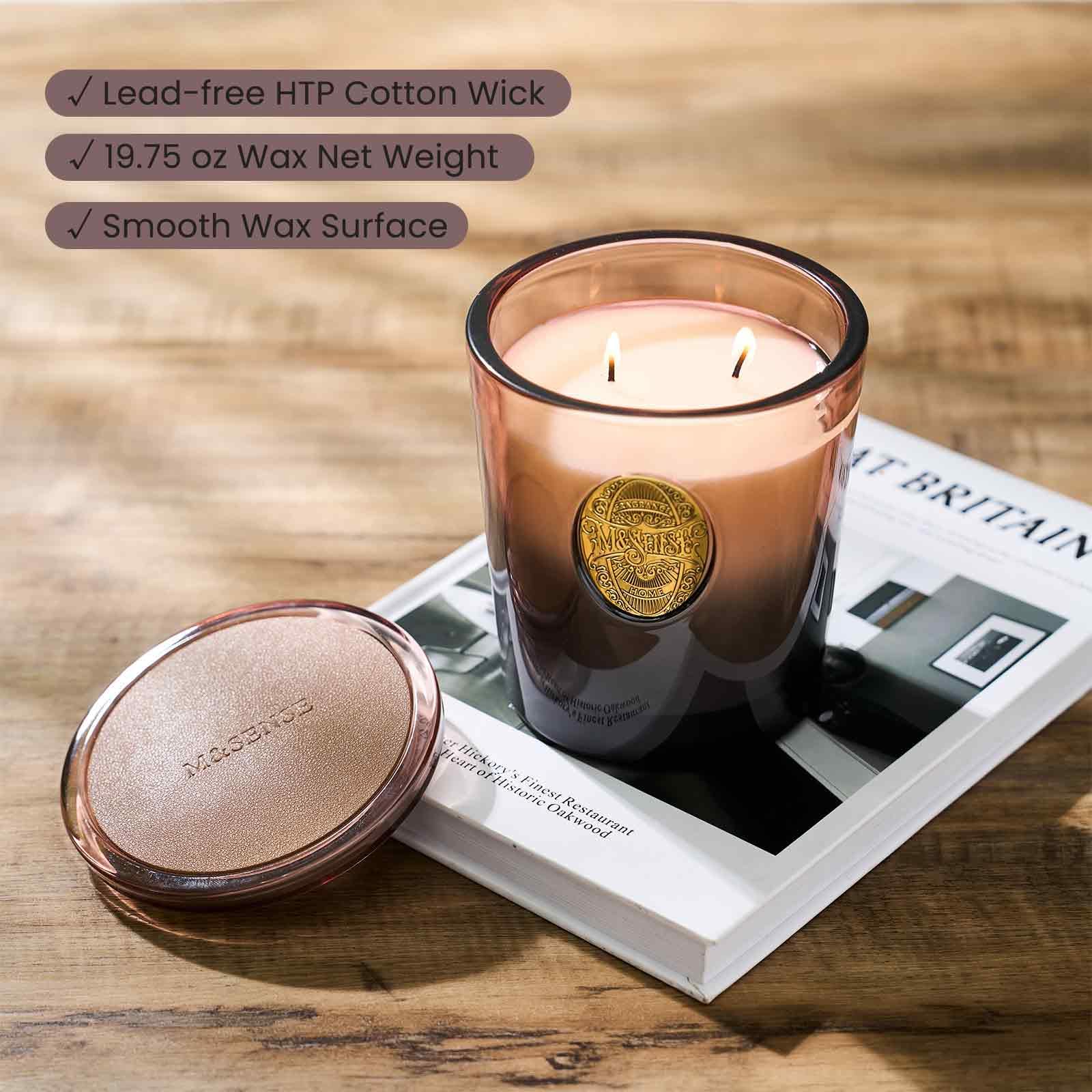 M&SENSE luxury candle in reusable glass vessel adds chic decor