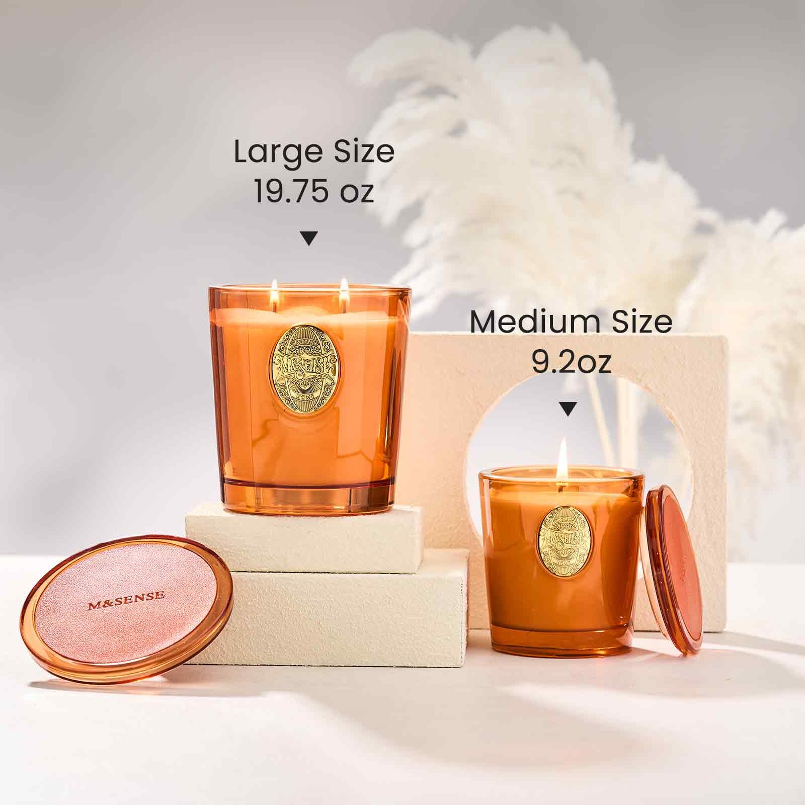 M&SENSE large soy candle provides extended fragrance for gatherings.