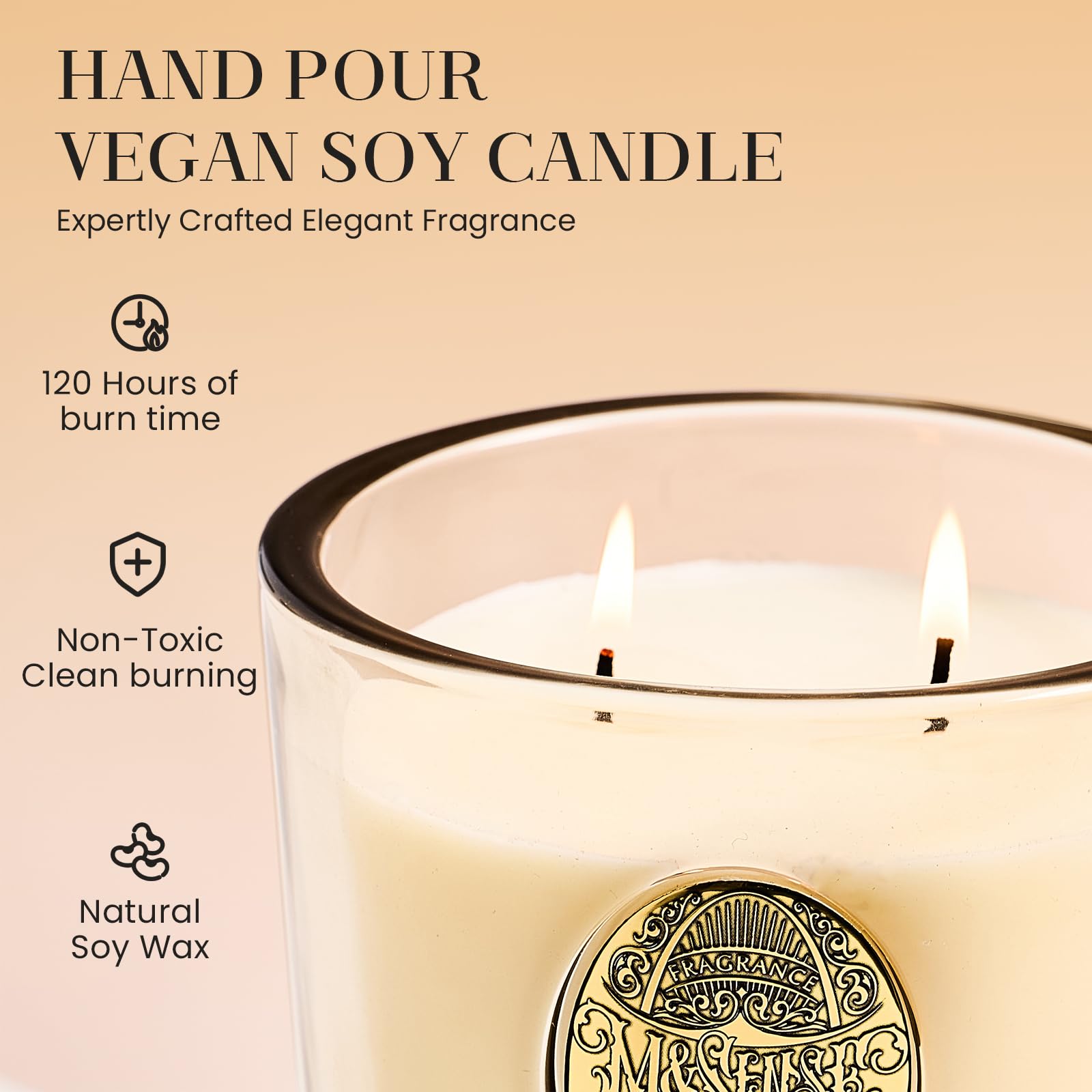 M&SENSE candle with smoke-free wicks creates a soot-free atmosphere in the living room.