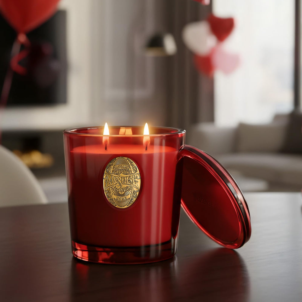 M&SENSE candle using a soy-palm wax blend for smooth, even burn and subtle scent