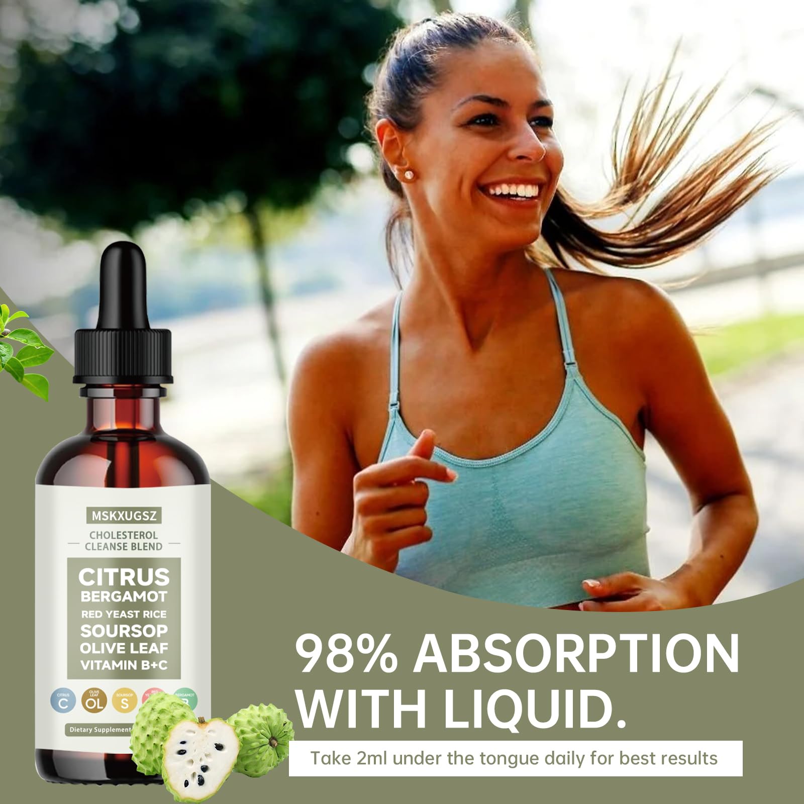 MSKXUGSZ Red Yeast Rice Drops bottle with citrus zest imagery for a fresh feel.