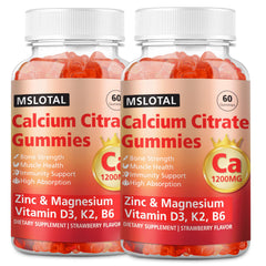 MSLOTAL Calcium Citrate Gummies bottle image highlights 1200 mg for bone support