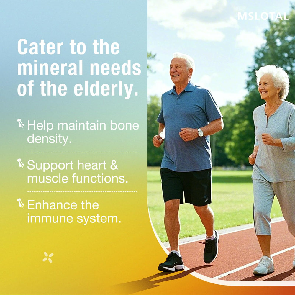 MSLOTAL Calcium Citrate Gummies ingredients panel highlights the 7-in-1 blend.
