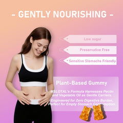 MSLOTAL calcium citrate gummies close-up showing peach flavor and vitamin D3 boost