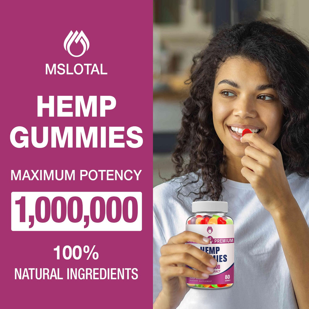 MSLOTAL Hemp Gummies bear close-up showcasing soft, chewy texture.