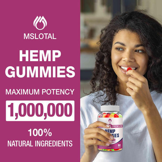 MSLOTAL Hemp Gummies bear close-up showcasing soft, chewy texture.