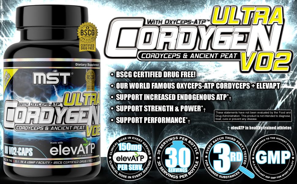 MST Cordygen VO2 Ultra lab results page emphasizing quality and trusted sourcing