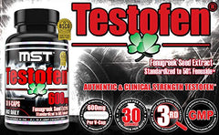 MST Testofen bottle front view shows dosage and capsule form.