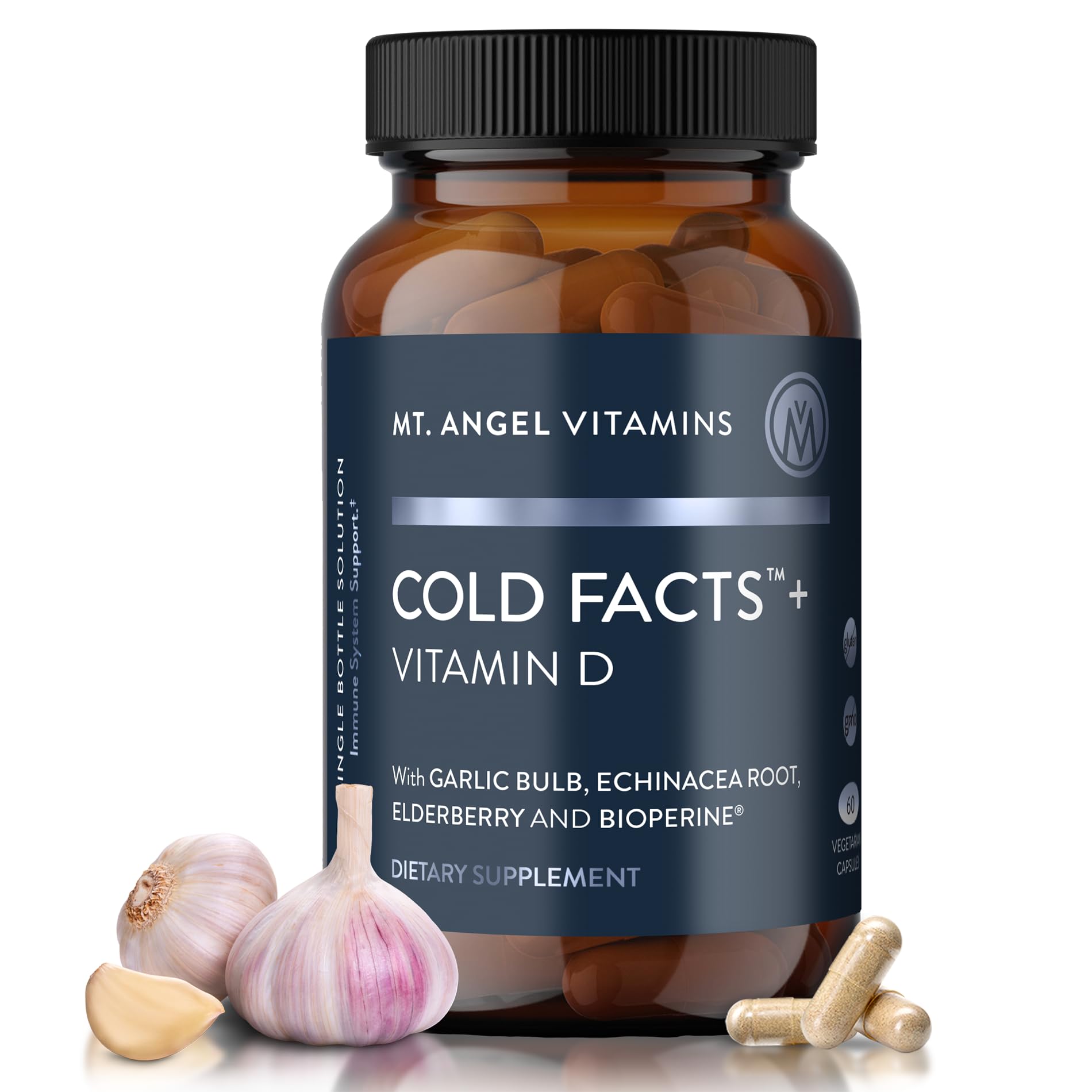 Mt. Angel Vitamins Cold Facts bottle for daily immune support