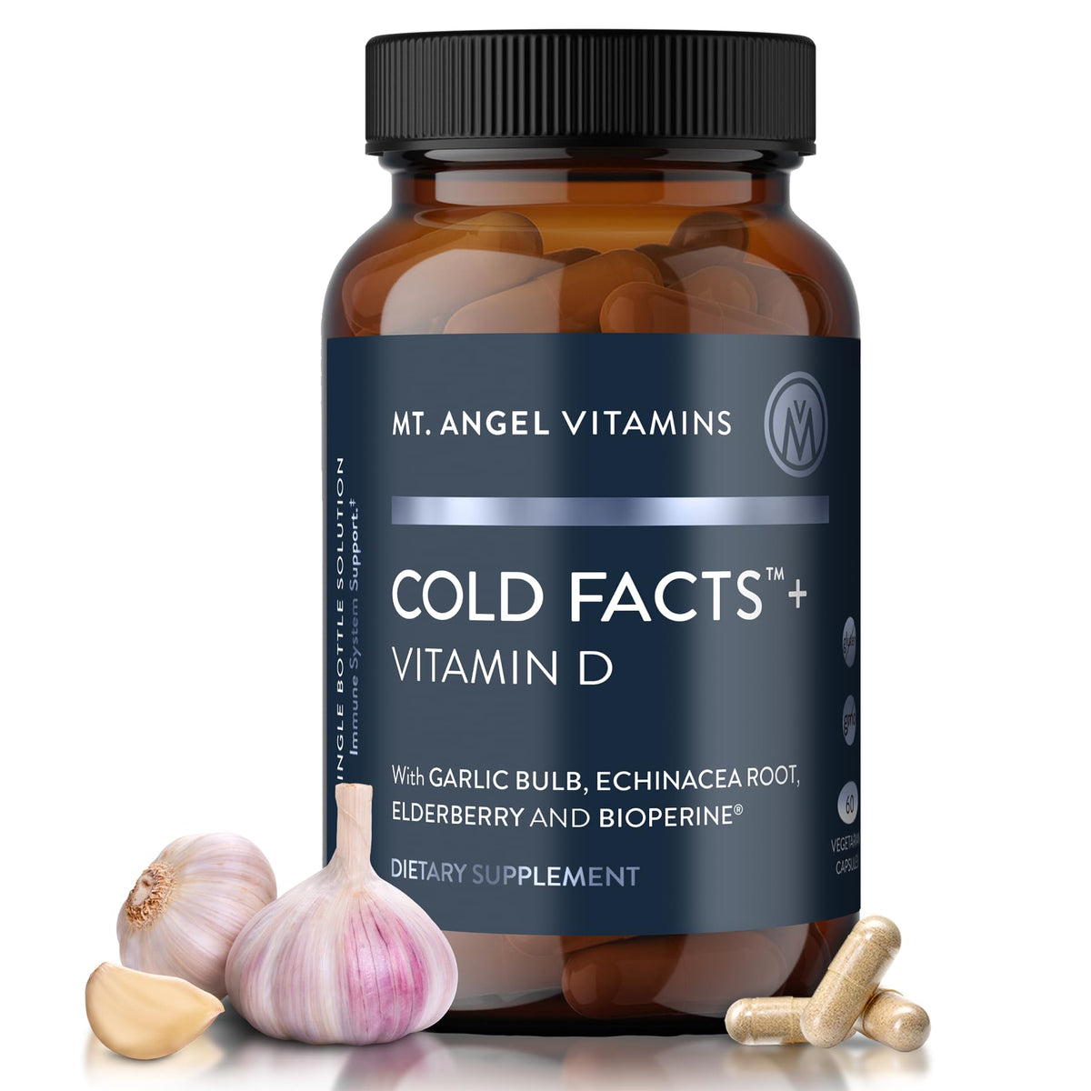 Mt. Angel Vitamins Cold Facts bottle for daily immune support