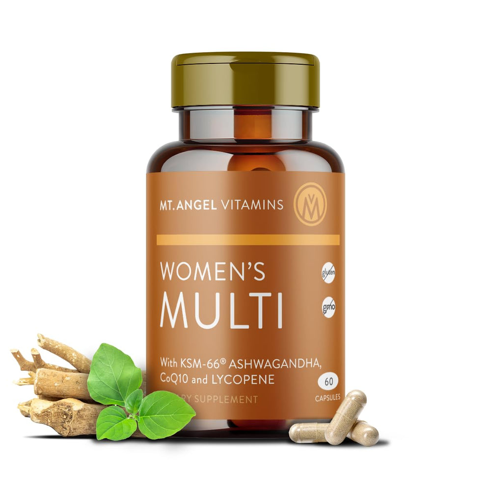 Mt Angel Vitamins Daily Womens Multivitamin bottle showcased for daily wellness.