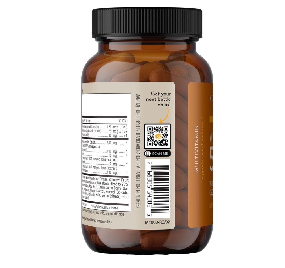Mt. Angel Vitamins Daily Womens Multivitamin packaging emphasizes gluten-free and non-GMO features