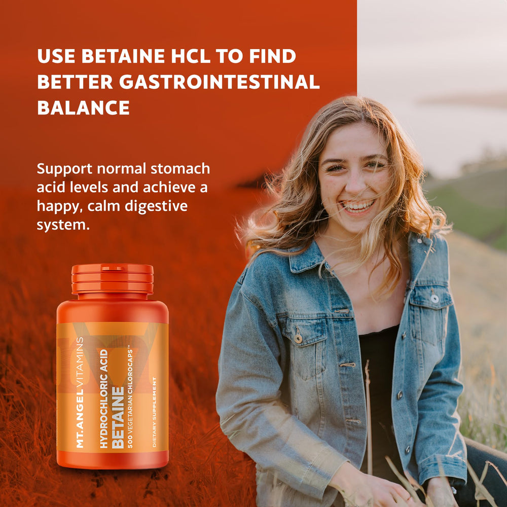 Mt. Angel Vitamins HCl Betaine USA facility badge signals controlled production and quality.