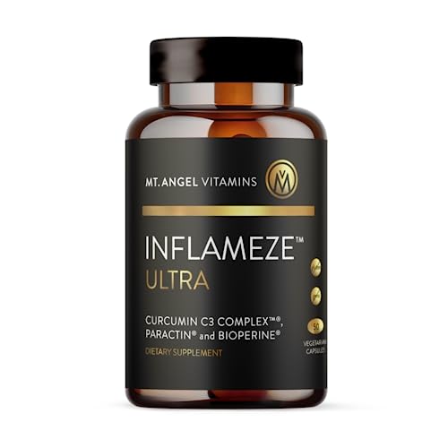 Mt. Angel Inflameze Ultra bottle with curcumin C3 Complex highlights stable turmeric formulation.