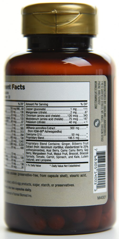 Mt Angel Vitamins iron, calcium, and vitamin D capsules for bone and blood support.