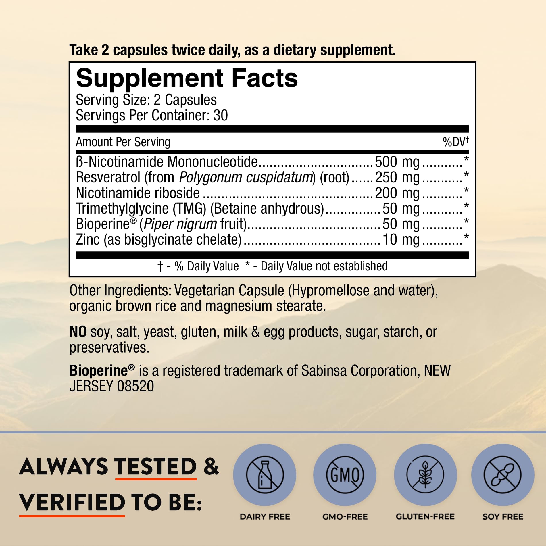 Mt. Angel NMN NR capsules closeup in vegetarian formula
