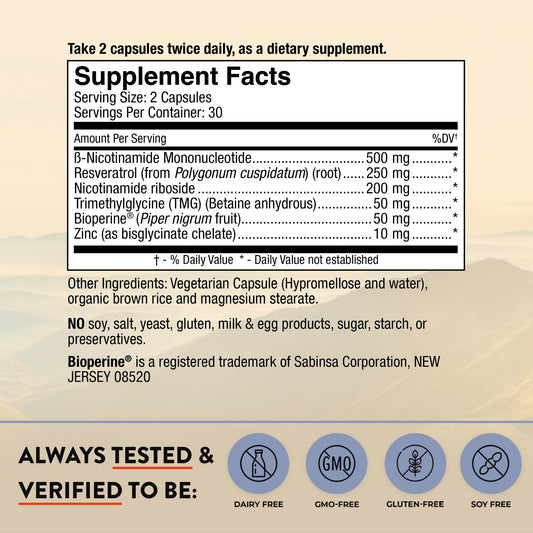 Mt. Angel NMN NR capsules closeup in vegetarian formula